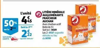 Auchan Litière minérale agglomérante fraîcheur auchan offre