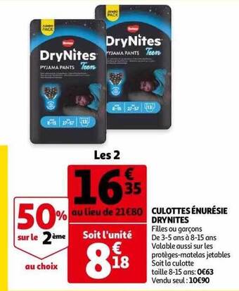 Auchan Culottes énurésie drynites offre