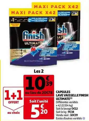 Auchan Capsules lave vaisselle finish ultimate offre