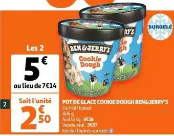 Auchan Pot de glace cookie dough ben&jerry's offre