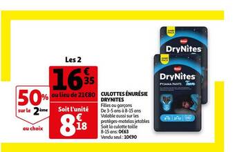 Auchan Culottes énurésie drynites offre