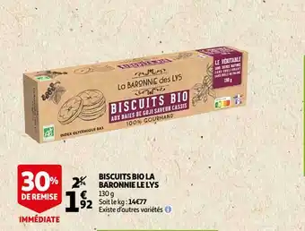 Auchan Biscuits bio la baronnie le lys offre