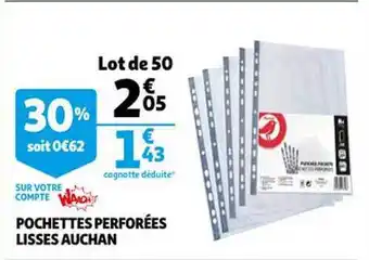 Auchan Pochettes perforées lisses auchan offre