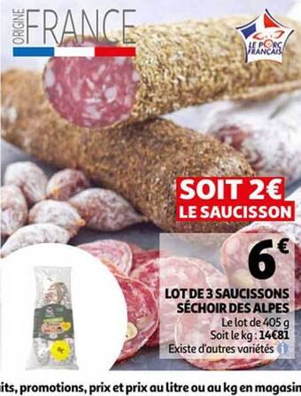 Lot de 3 saucissons séchoir des alpes