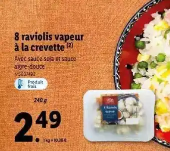 8 raviolis vapeur Ă la crevette