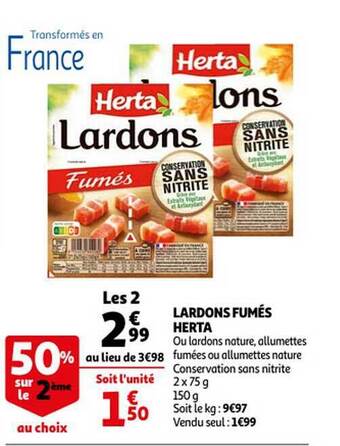 Auchan Lardons fumés herta offre