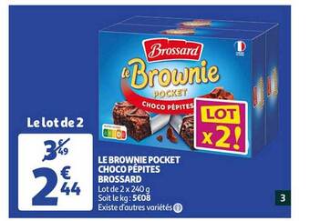 Auchan Le brownie pocket choco pépites brossard offre
