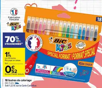 Carrefour 18 feutres de coloriage bic kids offre