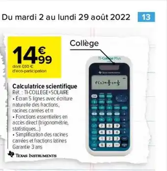 Carrefour Calculatrice scientifique offre