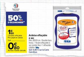 Carrefour Ardoise effaçable à sec offre