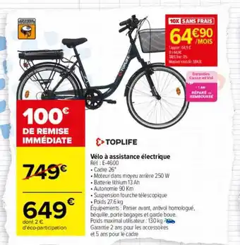 Carrefour Vélo à assistance électrique toplife offre