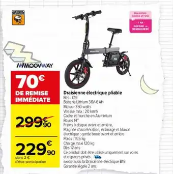 Carrefour Draisienne électrique pliable moovway offre