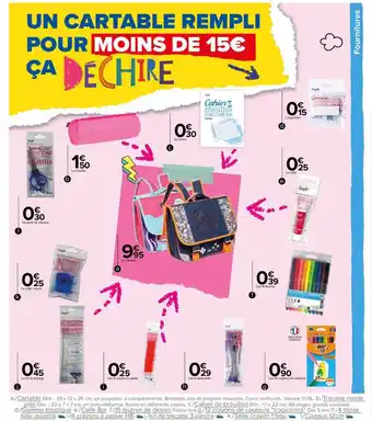 Carrefour La trousse, le paire de ciseaux, le taille crayon, le kit de traçage, les 4 crayons à papier, les 4 stylos bille, les 12 cray offre