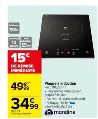 Carrefour Plaque à induction mandine offre