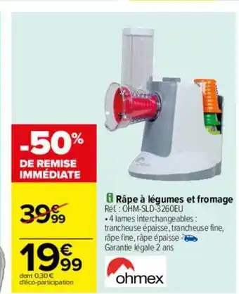 Carrefour Râpe à légumes et fromage ohmex offre