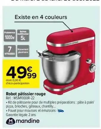 Robot pĂątissier rouge mandine