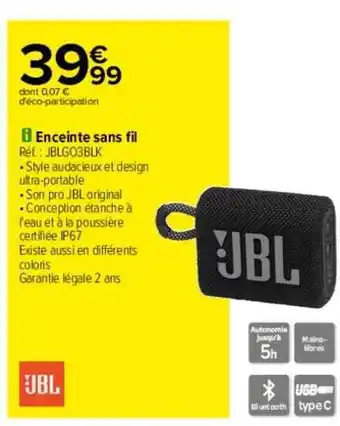 Carrefour Enceinte sans fil jbl offre