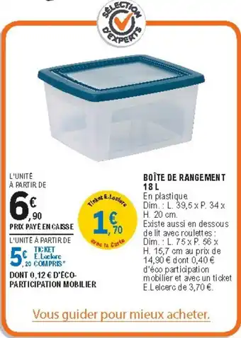 E.Leclerc Boîte De Rangement 18 L offre