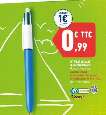 Bureau Vallée Bic stylo bille 4 couleurs offre