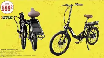 Géant Casino Surpass vélo pliant électrique 20’’ noir offre