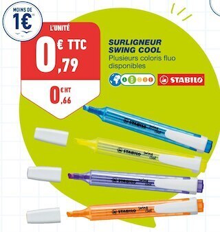 Bureau Vallée Stabilo surligneur swing cool offre