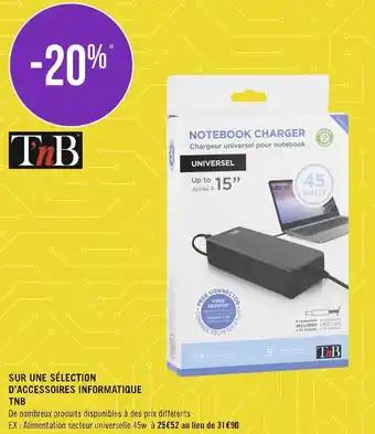 T'nb bon plan sur une sélection d’accessoires informatique de la marque tnb
