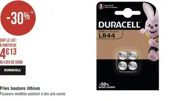 Géant Casino Duracell piles boutons lithium offre