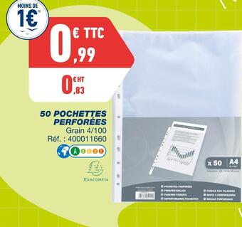 Bureau Vallée Exacompta 50 pochettes perforées offre