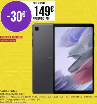 Géant Casino Samsung tablette tactile galaxy tab a7 lite offre
