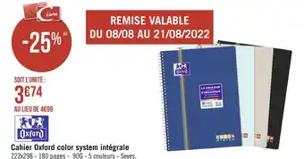 Géant Casino Oxford cahier color system intégrale offre