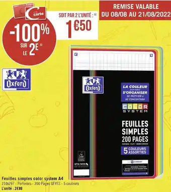 Oxford feuilles simples color system a4