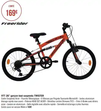 Géant Casino Freerider vtt 26’’ garçon tout suspendu twister offre
