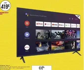 Géant Casino Continental edison tv led 58’’ (146 cm) offre