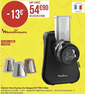 Géant Casino Moulinex hachoir fresh express eco respect dj77en10 noir offre