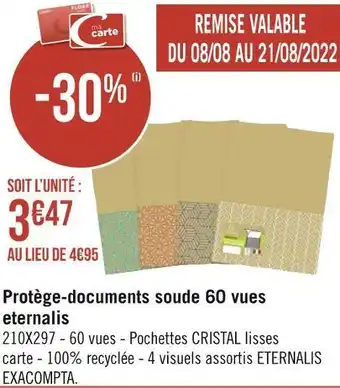 Géant Casino Exacompta protège-documents soude 60 vues eternalis offre