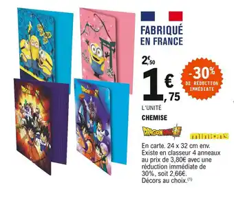 E.Leclerc Chemise dragoball, minions offre