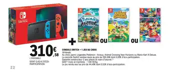 E.Leclerc Console switch + 1 jeu au choix nintendo offre