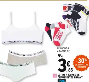 E.Leclerc Lot de 4 paires de chaussettes enfant freegun offre