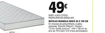 E.Leclerc Matelas magnolia roulé 90 x 190 cm offre