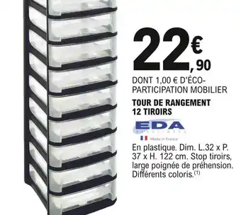 E.Leclerc Tour de rangement 12 tiroirs eda offre