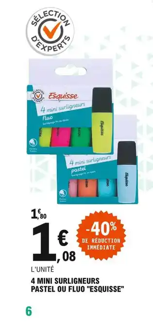 4 mini surligneurs pastel ou fluo