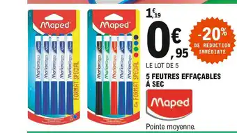 E.Leclerc 5 feutres effaçables à sec maped offre