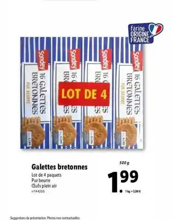 Lidl Galettes bretonnes sondey offre