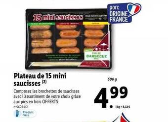 Lidl Plateau de 15 mini saucisses offre