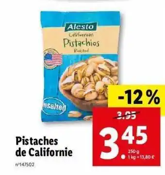 Lidl Pistaches de californie alesto offre