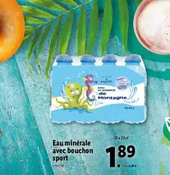 Lidl Eau minérale avec bouchon sport offre