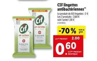 Lidl Cif lingettes antibactériennes offre