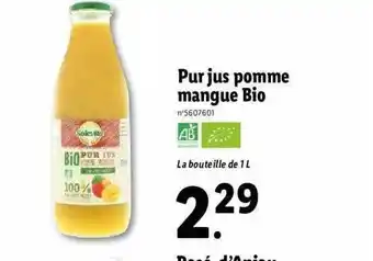 Lidl Pur jus pomme mangue bio solevita offre