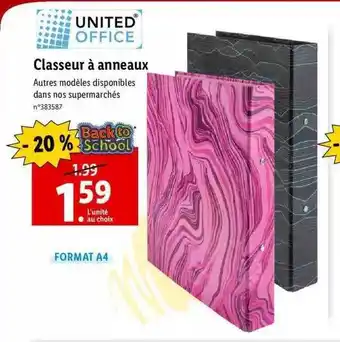 Lidl Classeur à anneaux united office offre
