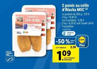 Lidl 2 panés au colin d'alaska msc offre